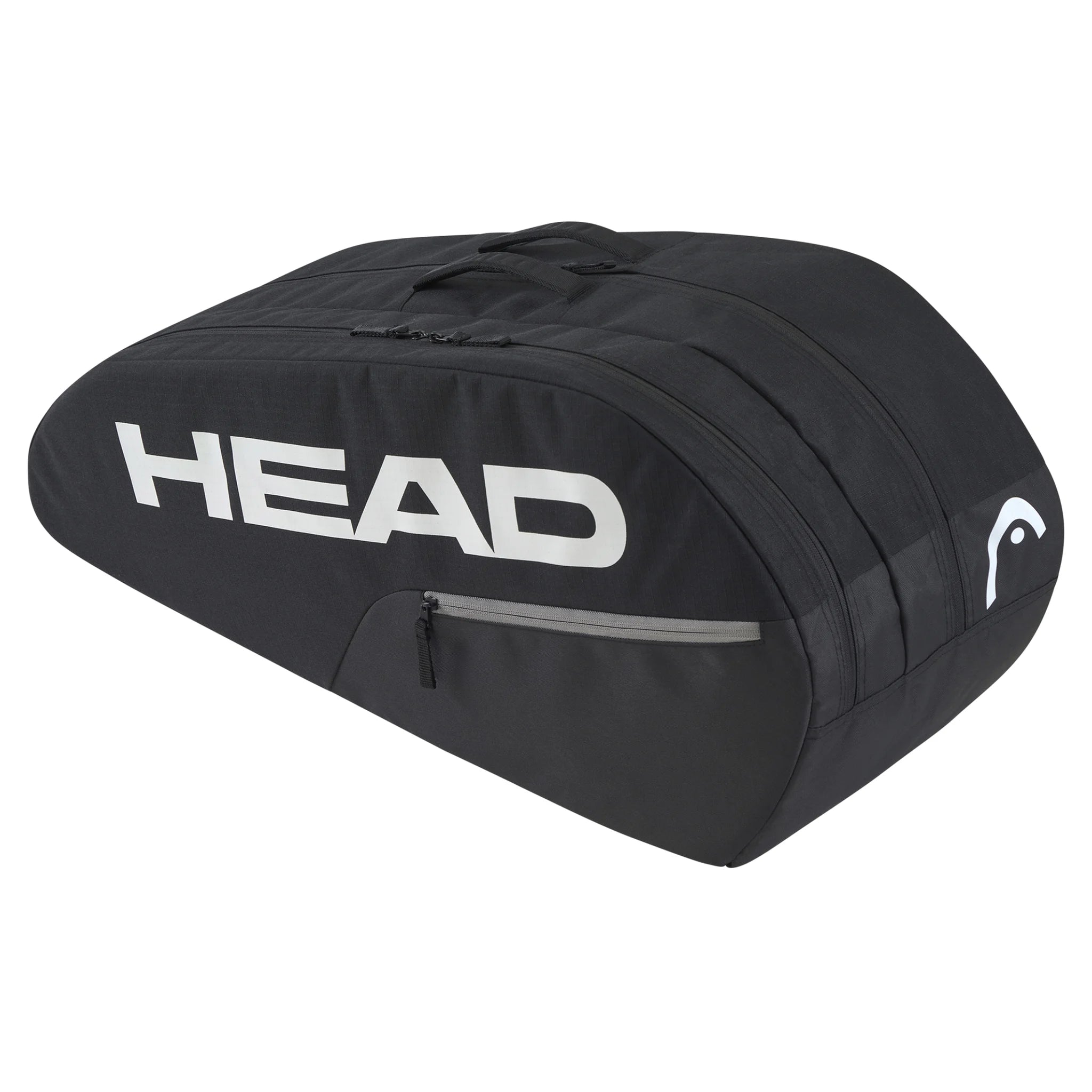 Opposite side-on angled view of BASE Racket Bag Medium, 50L, 76×32×28cm, highlighting black backpack straps and new handles.