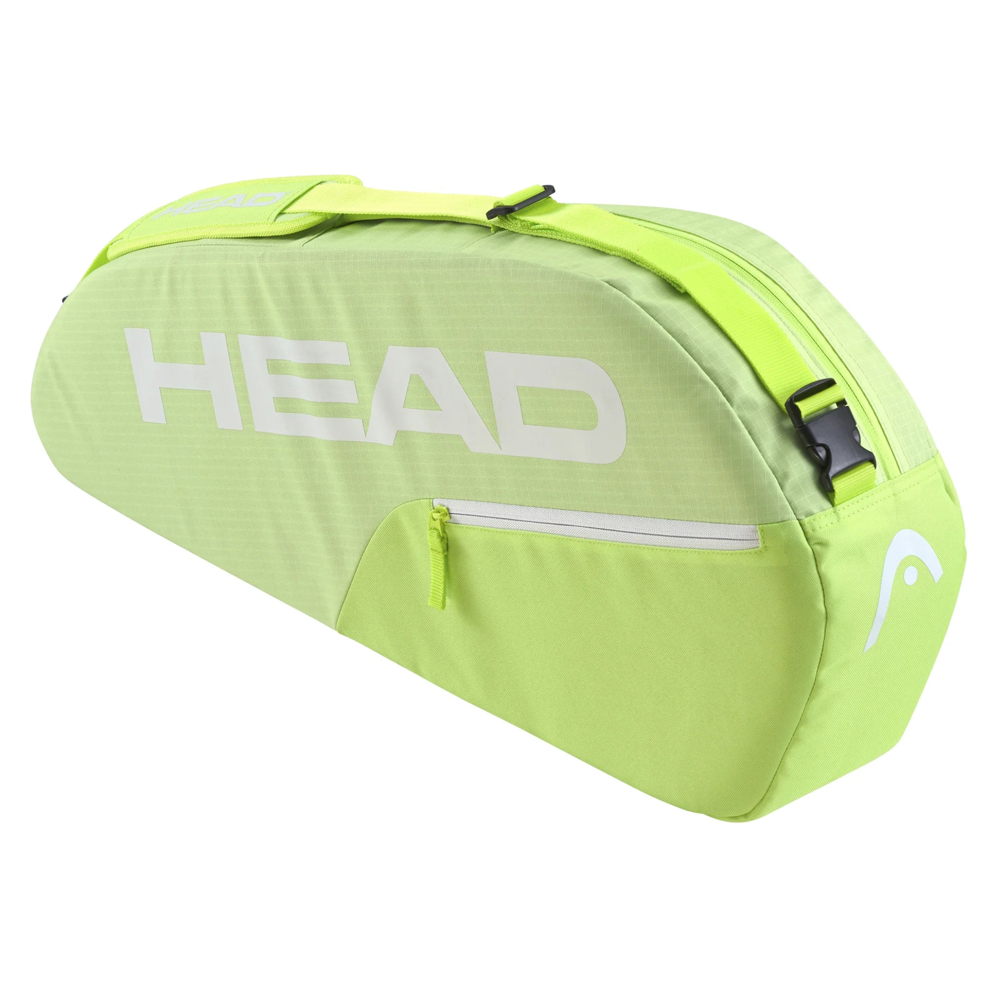 Opposite side-on angled view of HEAD Base Racket Bag Small 16L, 76x32x9 cm, highlighting sage green colour and seams.
