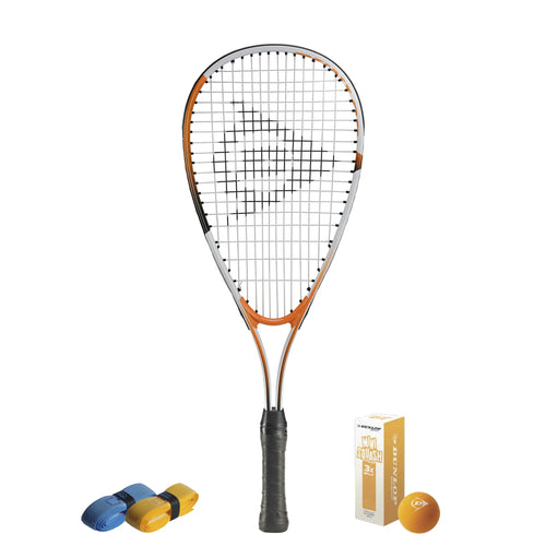 All products together of CX Pro Sport Play Junior Squash Set with Dunlop Play Mini racket, highlighting kid-friendly design.