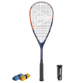 All products together of CX Pro Sport Tristorm Pro squash set with Dunlop Tristorm Pro racket,Dunlop  Competition balls and CX Pro Sport grips, highlighting clear bundle layout. 