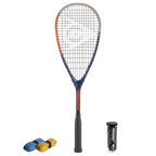All products together of CX Pro Sport Tristorm Pro squash set with Dunlop Tristorm Pro racket,Dunlop  Competition balls and CX Pro Sport grips, highlighting clear bundle layout. 