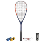 All products together of CX Pro Sport Tristorm Pro Squash Set, 170 g light racket, balls and eyewear, highlighting bundle.