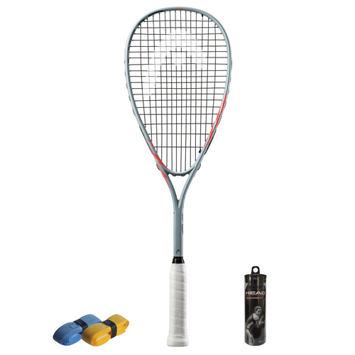All products view of CX Pro Sport Cyber Elite squash set with 190 g head light racket, balls and grips, showing the full kit.