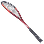 Angled 45° slant to left of Dunlop CX120 squash racket Extra Head Light, 14x18, highlighting frame and grommet layout.