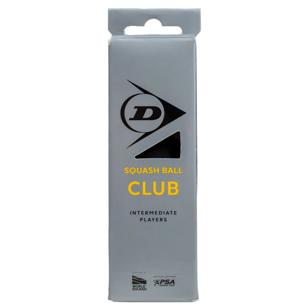 Product image of Dunlop Club Squash Ball – 3 Ball box, highlighting the three-ball packaging for club and league play