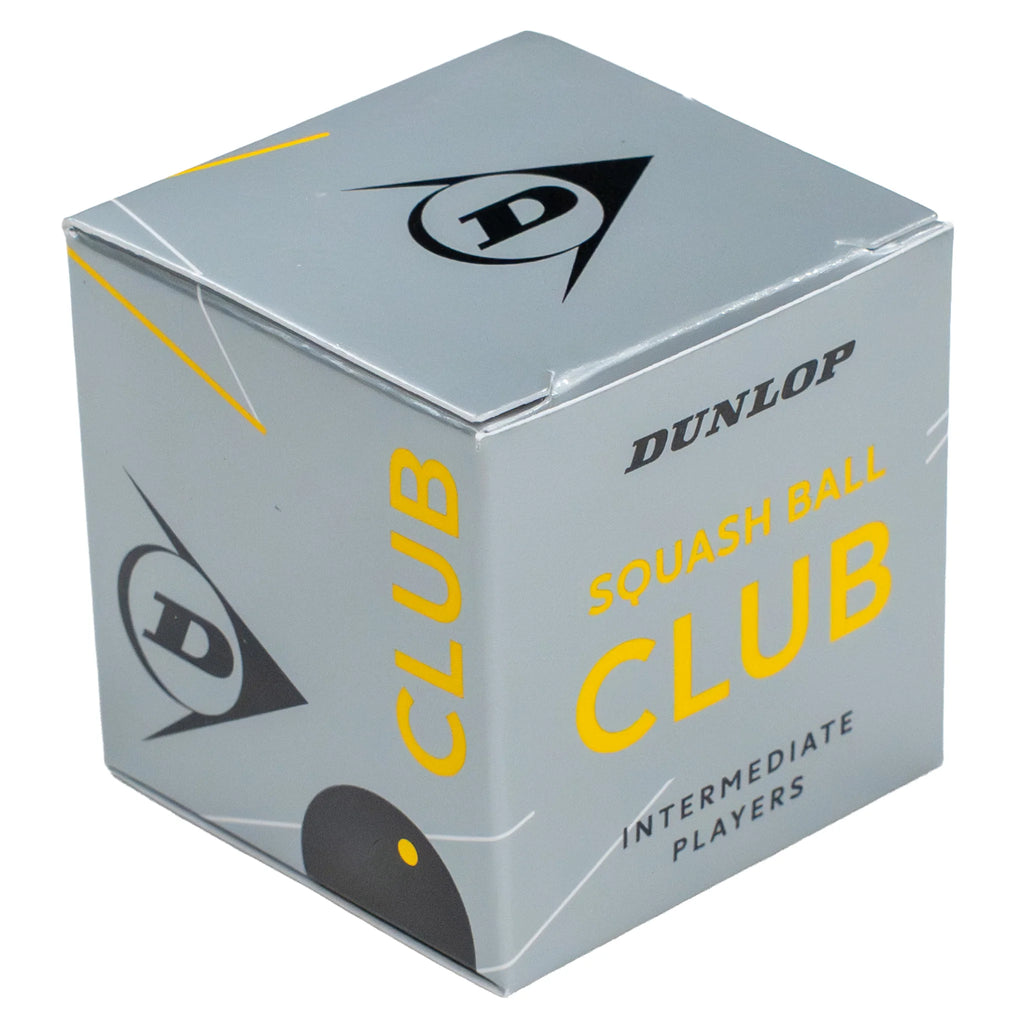 Product image of Dunlop Club Squash Ball single-ball box, highlighting the branded packaging