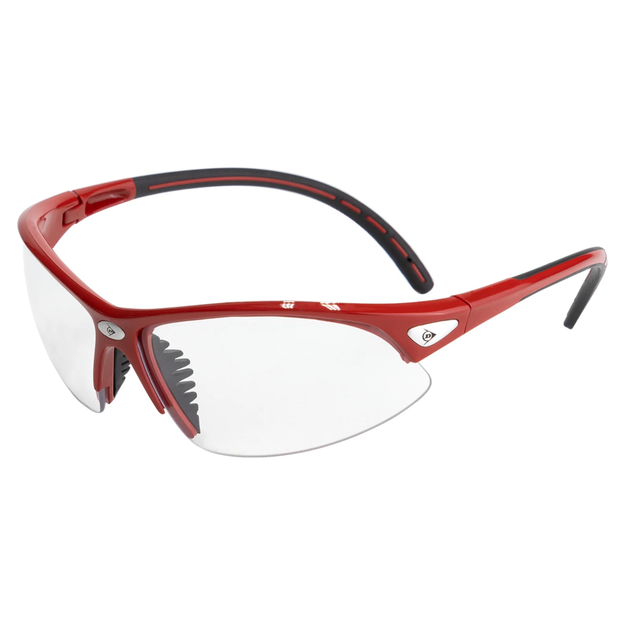 side view of the Dunlop Competition red and black Protective Eyewear