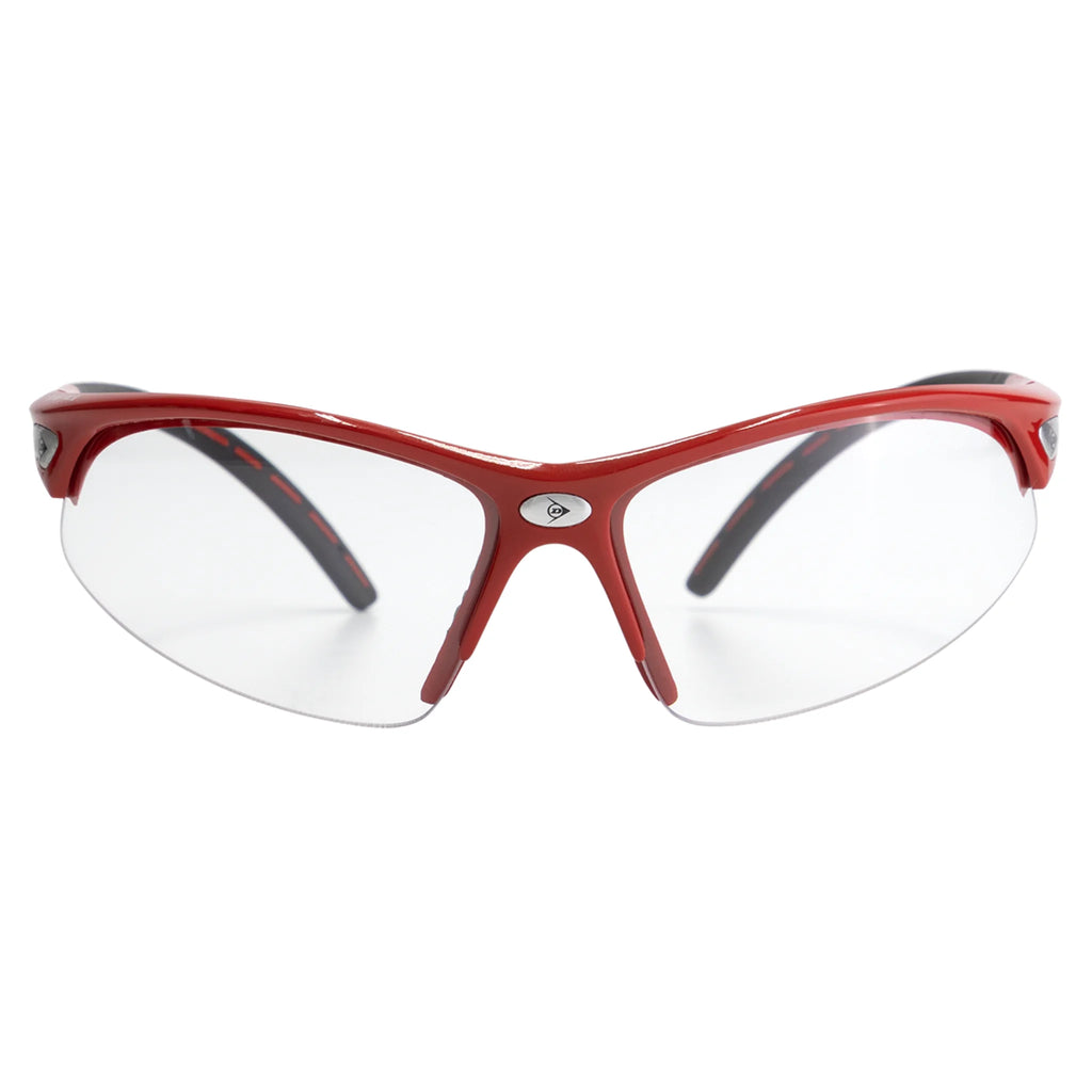 front view of the Dunlop Competition red and black Protective Eyewear
