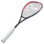 Angled view of Dunlop CX Team 125 squash racket at 45 degrees, highlighting head-light balance and slim graphite frame