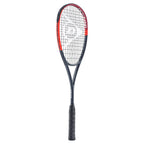 side profile of Dunlop CX125 squash racket 125g, extra head light, highlighting slim carbon beam and Hydramax Pro grip