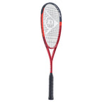Side profile of Dunlop CX132 squash racket 132g, head light, highlighting slim premium carbon beam and Hydramax Pro grip.