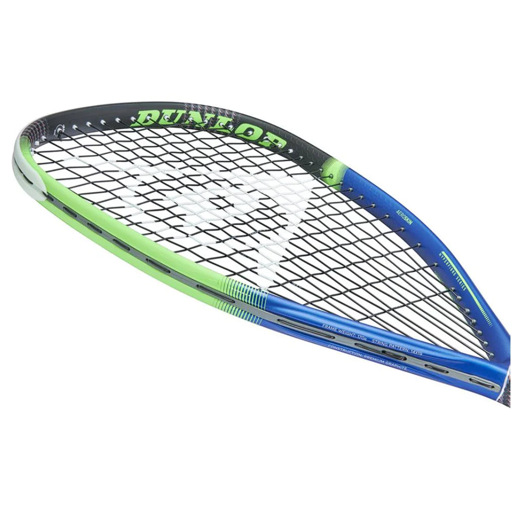 Dunlop Hyperfibre Evolution racketball racket head left angle view