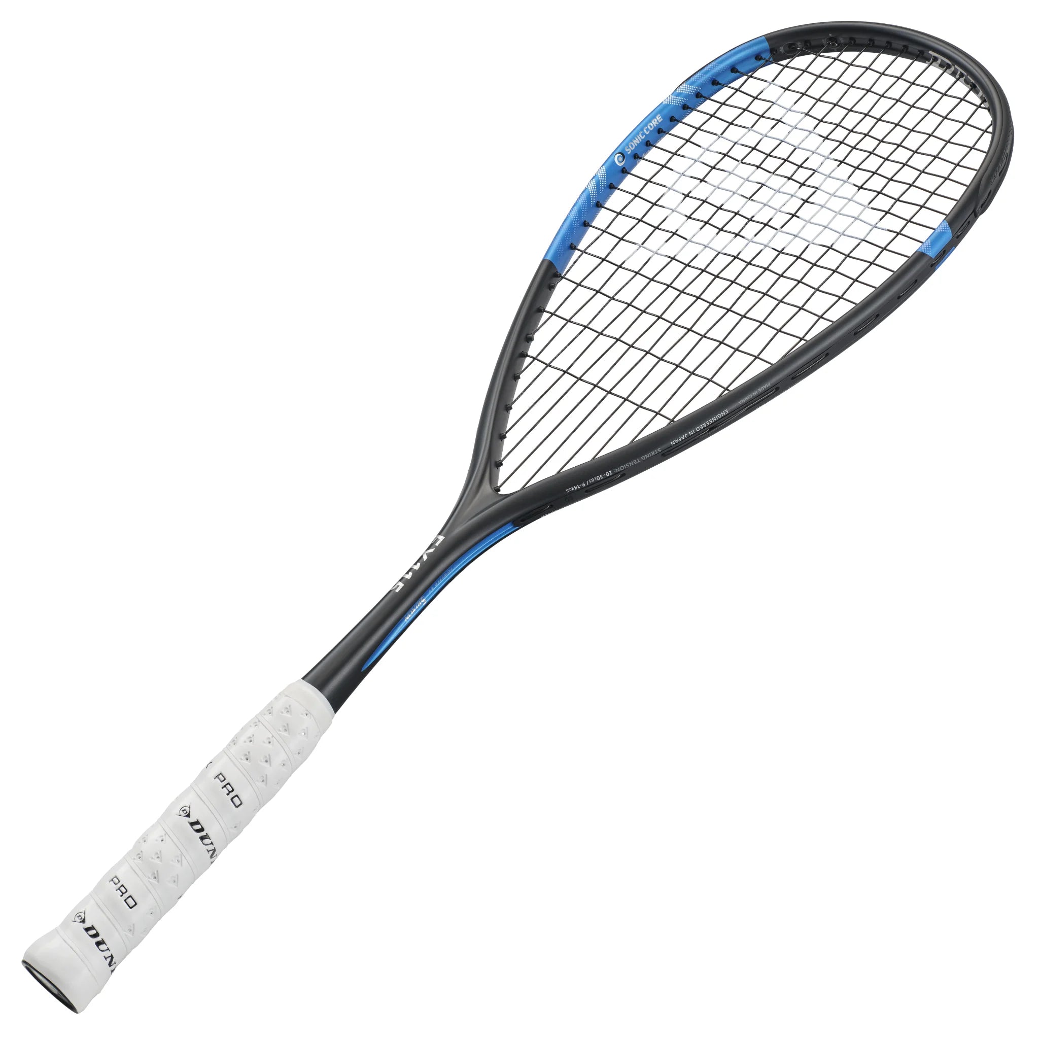 Dunlop FX 115 squash racket right angle view