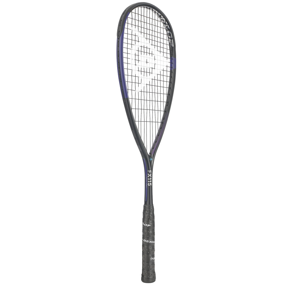Side image of Dunlop FX 115 Squash Racket 2026 model, highlighting the thicker beam and 115g frame construction