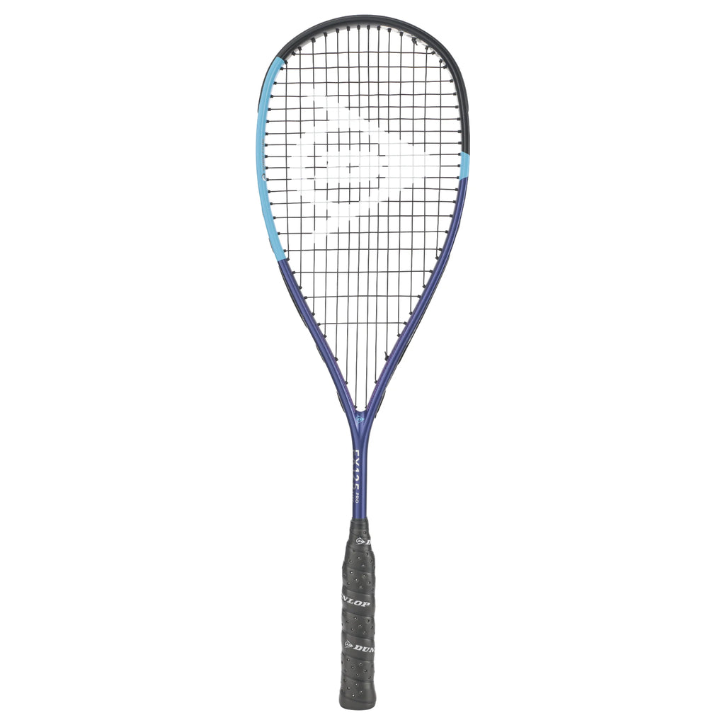 Front view of Dunlop FX 125 Pro Lite Squash Racket 2026 model 125g frame, highlighting 500cm² head and 14x19 pattern