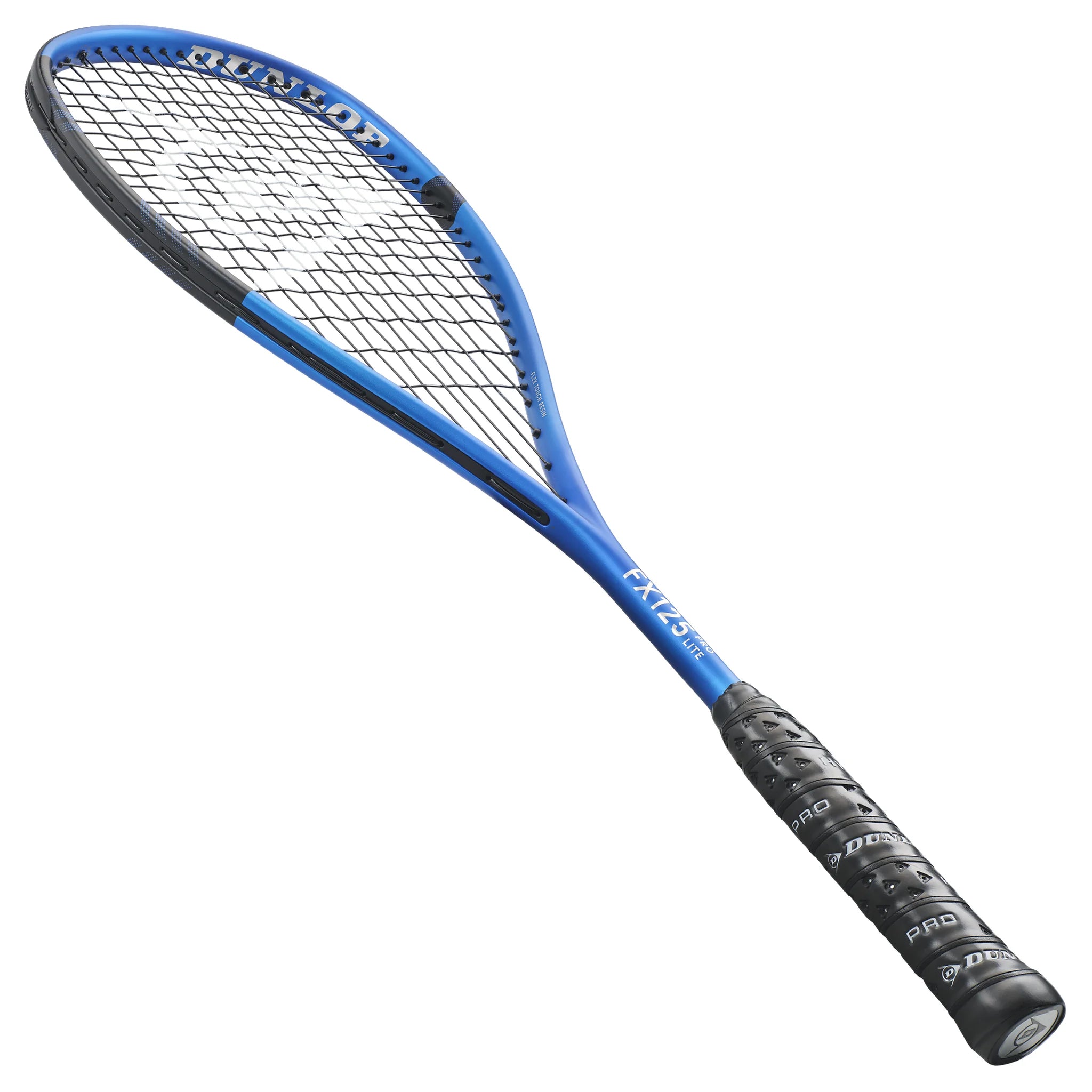 Dunlop FX125 Pro Lite squash racket left angle view