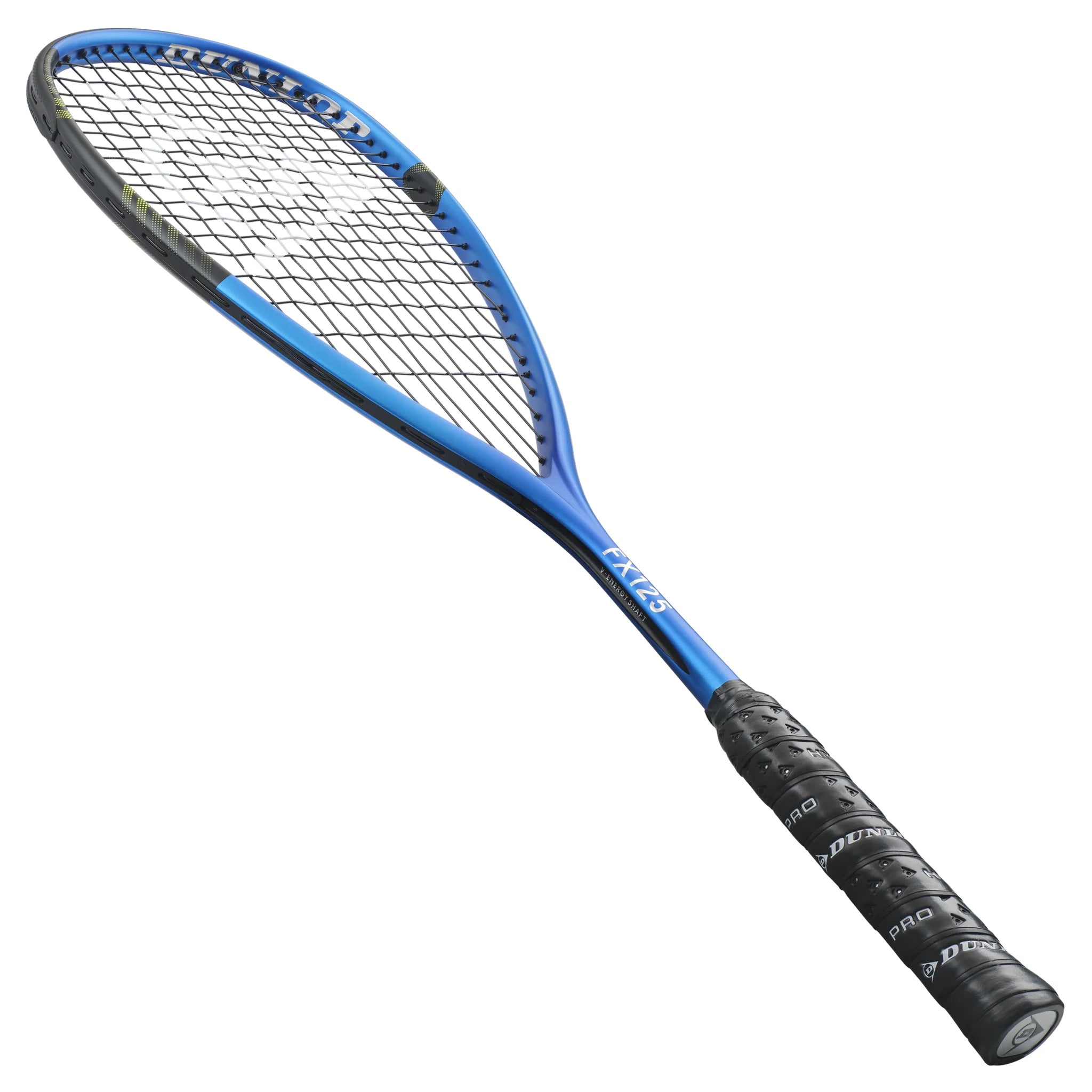 Dunlop FX125 squash racket left angle view