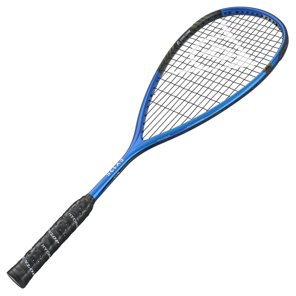 Dunlop FX125 squash racket right angle view