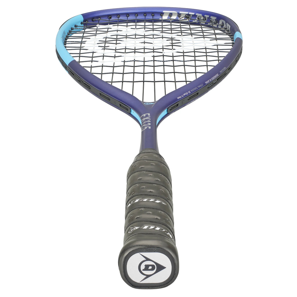 Bottom image of Dunlop FX 125 Squash Racket 2026 model, highlighting the racket base and 27in overall length