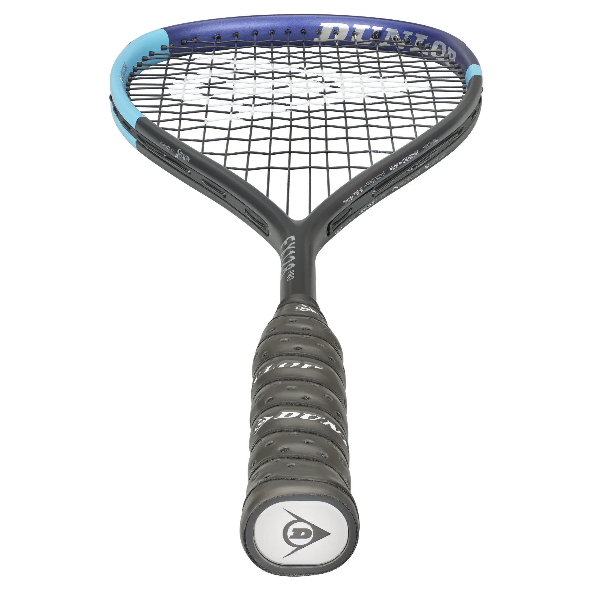 Bottom image of Dunlop FX 128 Pro Squash Racket 2026 model with 27in length, highlighting the bottom handle view