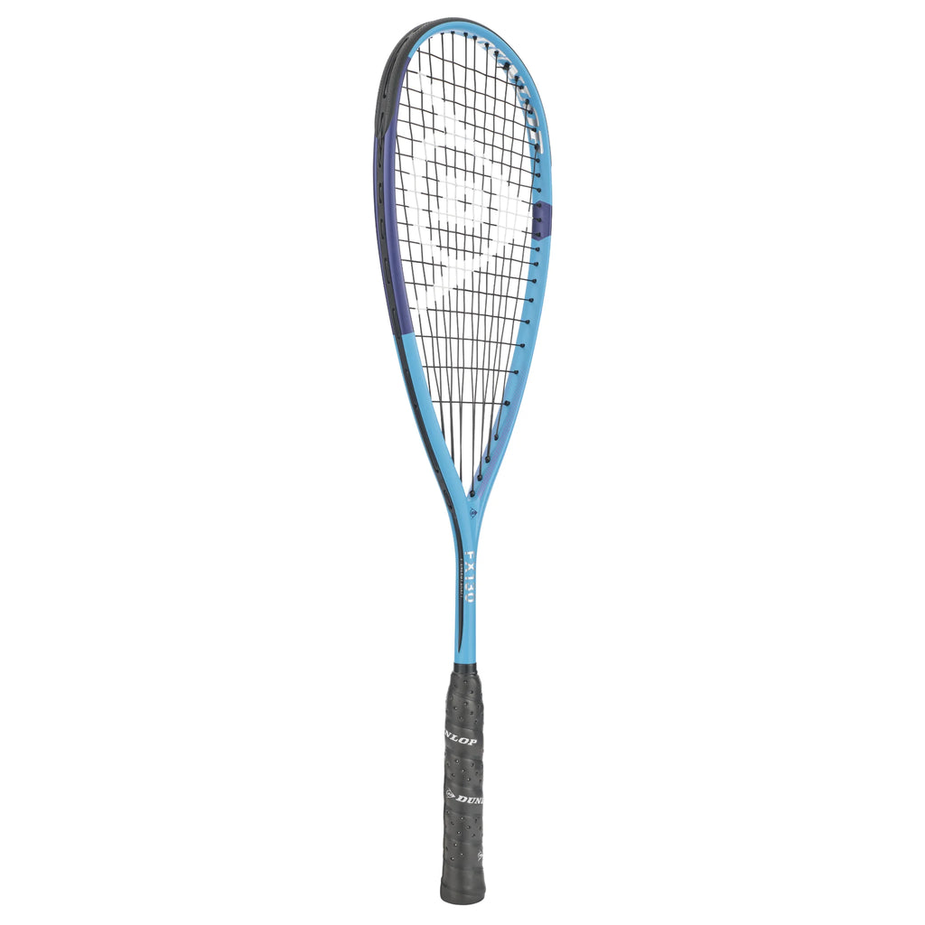 Side image of Dunlop FX 130 Squash Racket 2026 model, 130g frame and 27in length, highlighting the racket profile