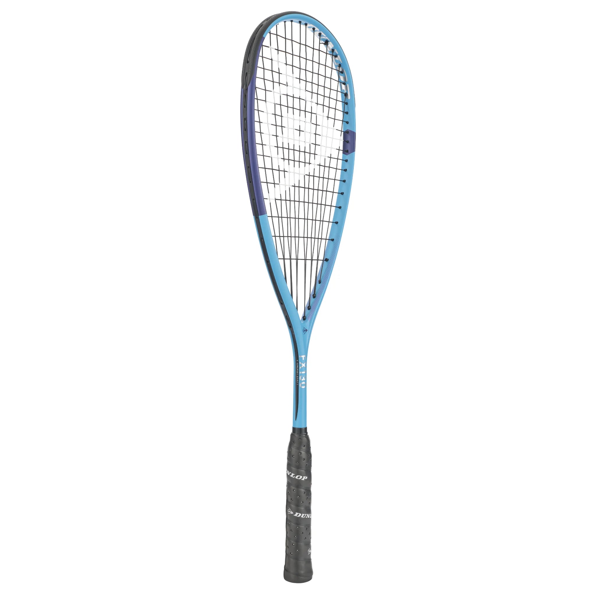 Side image of Dunlop FX 130 Squash Racket 2026 model, 130g frame and 27in length, highlighting the racket profile
