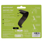 Back image of Dunlop Gecko-Tac Black Overgrip 3 Pack with moisture absorption, highlighting the pack's product information