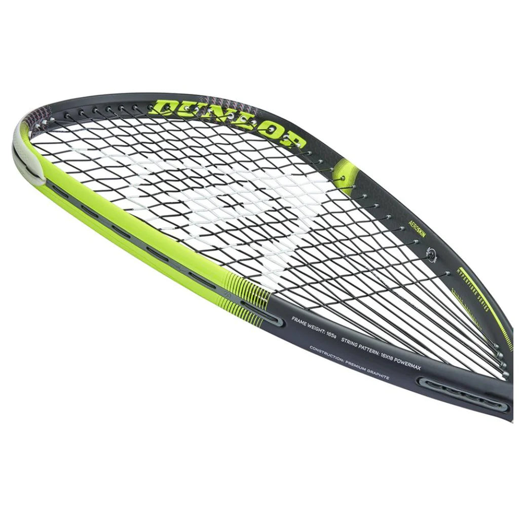 Dunlop Hyperfibre Ultimate Racketball racket head left angle view