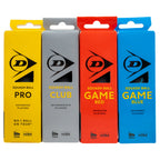 Pack image of Dunlop Mixed Squash Ball – 4 x 3 Ball Box, highlighting the four PRO, CLUB, GAME RED and GAME BLUE boxes.