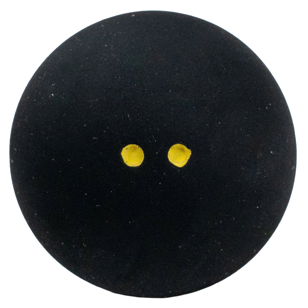 Product image of Dunlop Pro Squash Ball double yellow dot, highlighting the two-dot marking on the standard-size ball.
