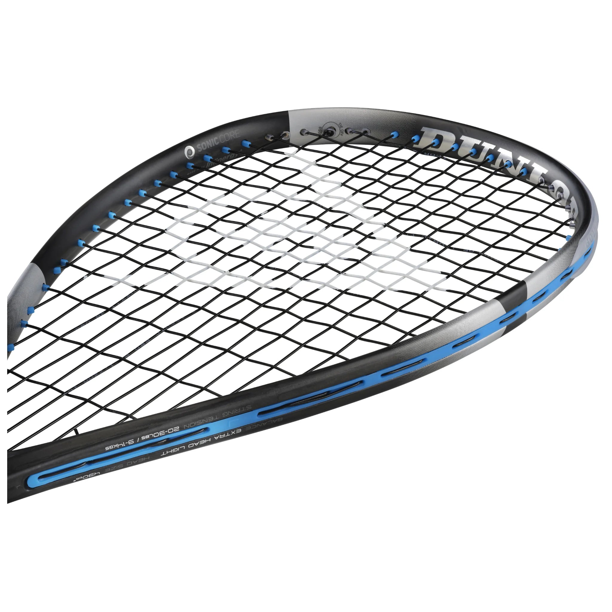 Dunlop Sonic Core Evolution 120 squash racket (2022 model) head view