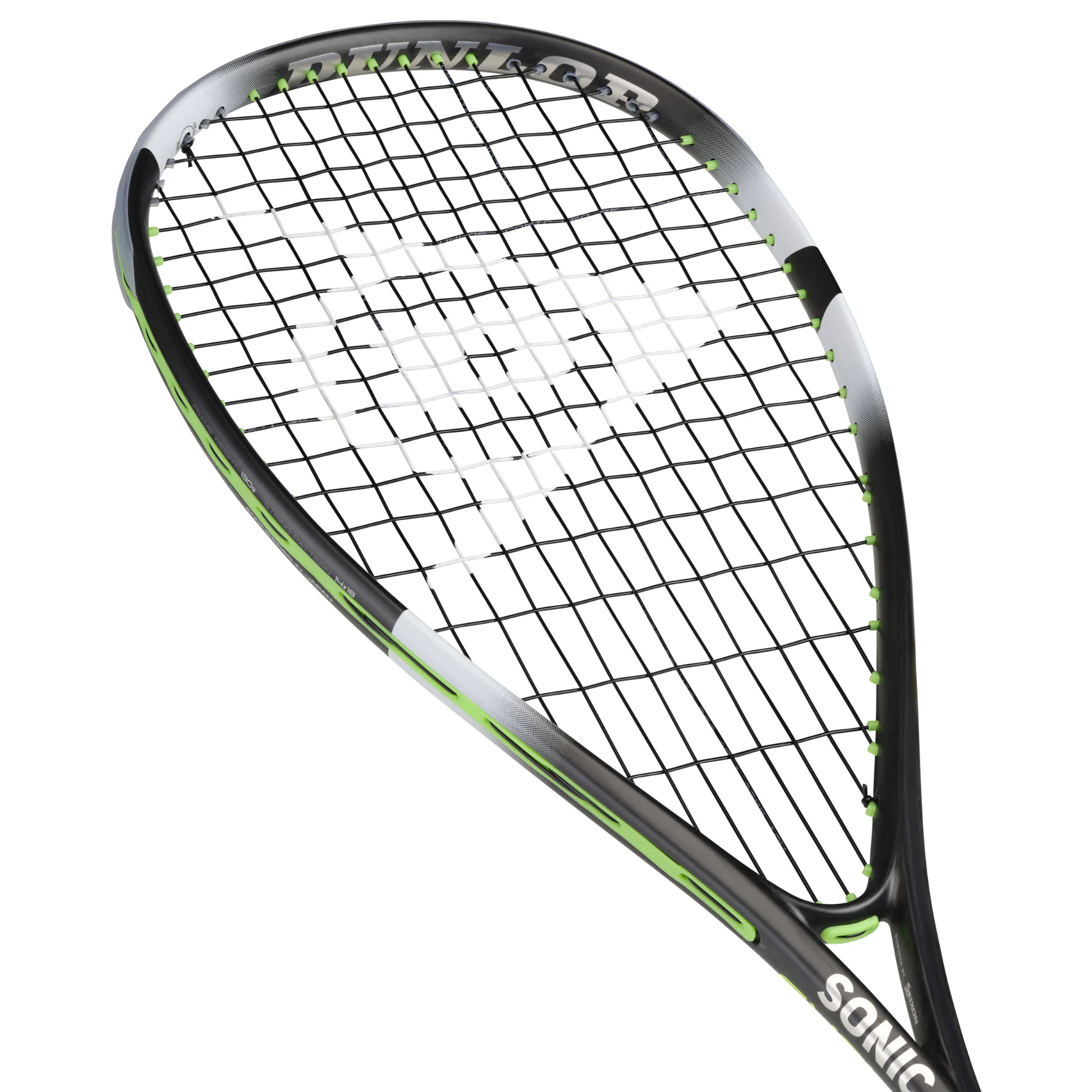 Dunlop Sonic Core Evolution 130 Squash Racket (2022 model) head andsshaft view