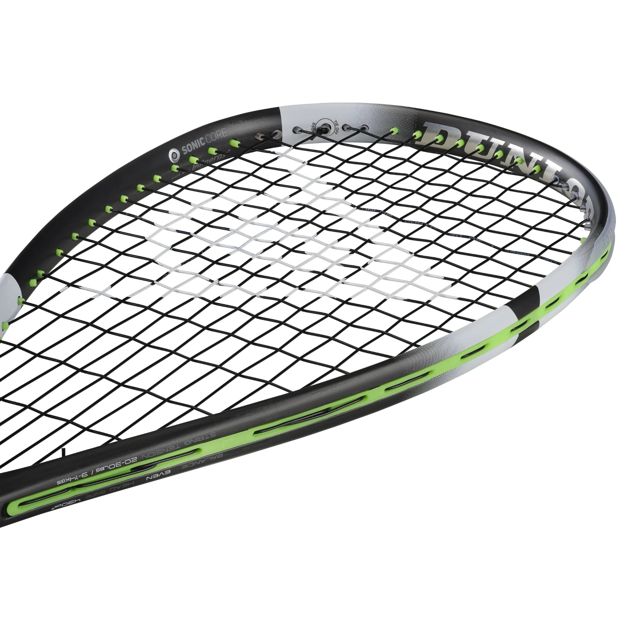 Dunlop Sonic Core Evolution 130 Squash Racket (2022 model) head view