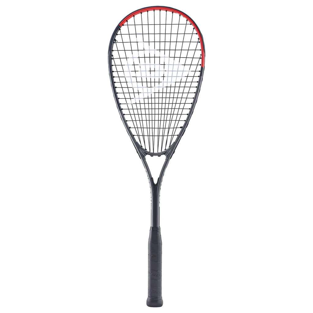Front image of Dunlop Tristorm Lite Squash Racket, 185g head-light aluminium frame, highlighting 500 cm² head shape