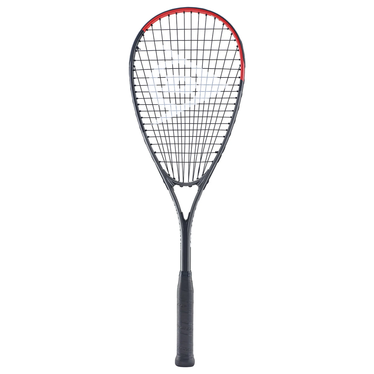Front image of Dunlop Tristorm Lite Squash Racket, 185g head-light aluminium frame, highlighting 500 cm² head shape