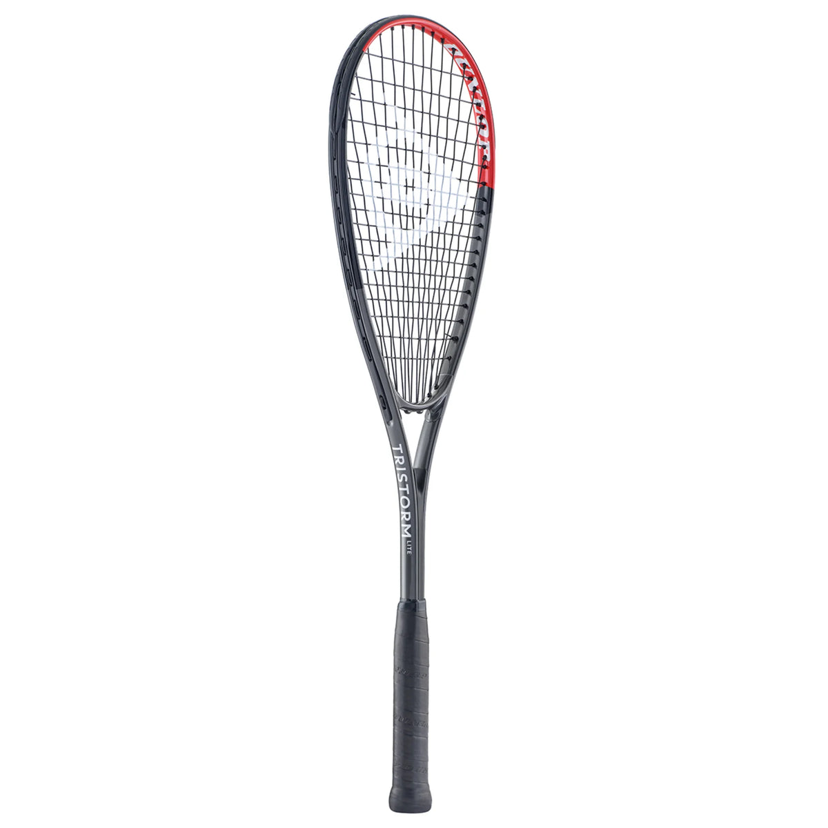 Side image of Dunlop Tristorm Lite Squash Racket, 27-inch aluminium frame, highlighting slim side profile and head shape