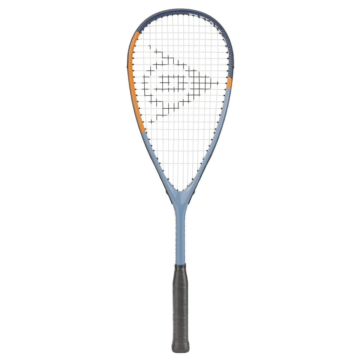 Front view of Dunlop Tristorm Pro Squash Racket 2026 model, 500cm² head and 14x20 string pattern, highlighting frame shape