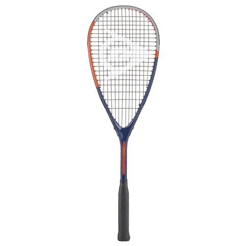 Front view of Dunlop Tristorm Pro Squash Racket, 170 g head-light, 500 cm² head, highlighting 14x20 strings and rounded hoop.