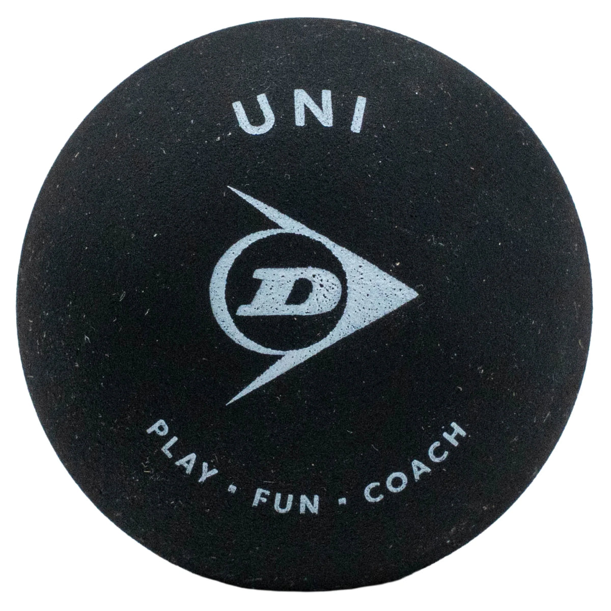 Single ball image of Dunlop Uni Squash Ball – 3 Ball box, 50+/-1mm diameter, highlighting the larger black ball