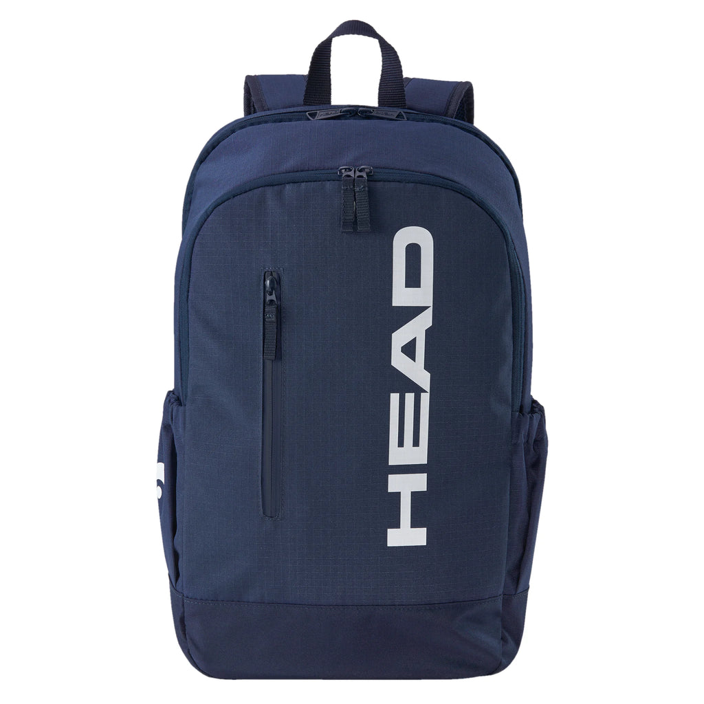 Base Backpack 17L 54×33×13 cm in navy, highlighting twin mesh pockets and reinforced base.