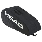 Side-on angled view of BASE Racket Bag Medium, 50L, 76×32×28cm, highlighting black panels and reinforced build.