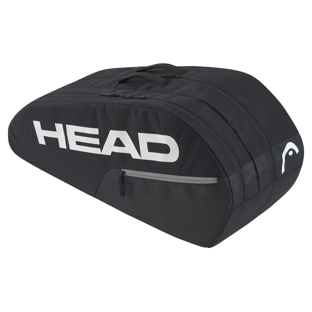 Opposite side-on angled view of BASE Racket Bag Medium, 50L, 76×32×28cm, highlighting black backpack straps and new handles.