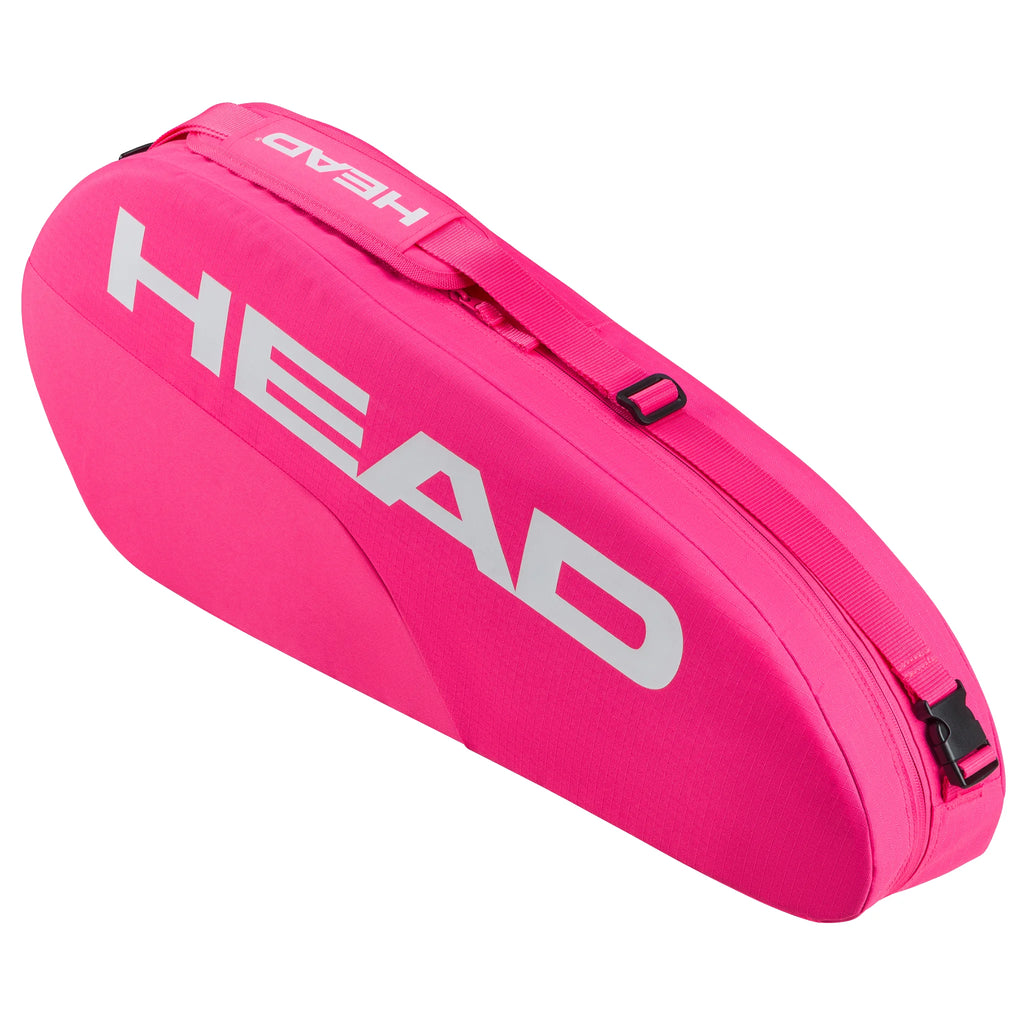 A bright pink HEAD tennis racket bag with large white logo lettering, shown on a clean white background.