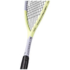 Shaft close-up of Head Extreme 120 Squash Racket 2025, Innegra graphite, showing slim profile and throat graphics detail.