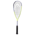 Side profile of Head Extreme 120 Squash Racket 2025, 120 g, head-heavy, highlighting thin shaft and 19.5–21.5 mm beam.