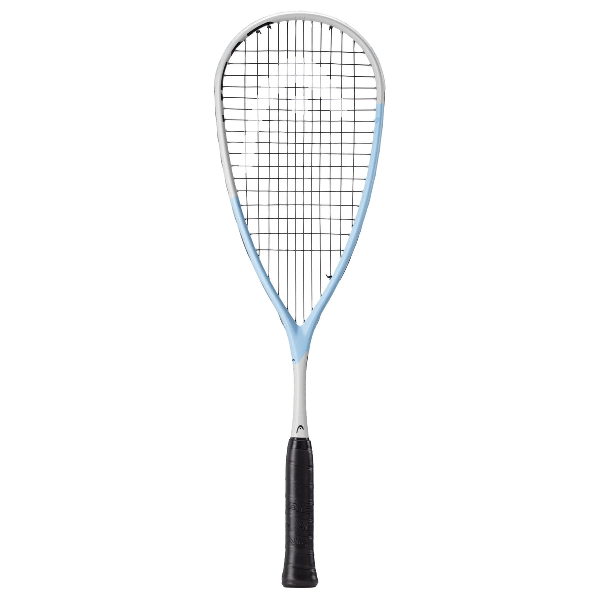 Front view of Head Extreme 135 Squash Racket 2025, 135 g, 495 cm² head, showing teardrop shape and head-heavy balance.