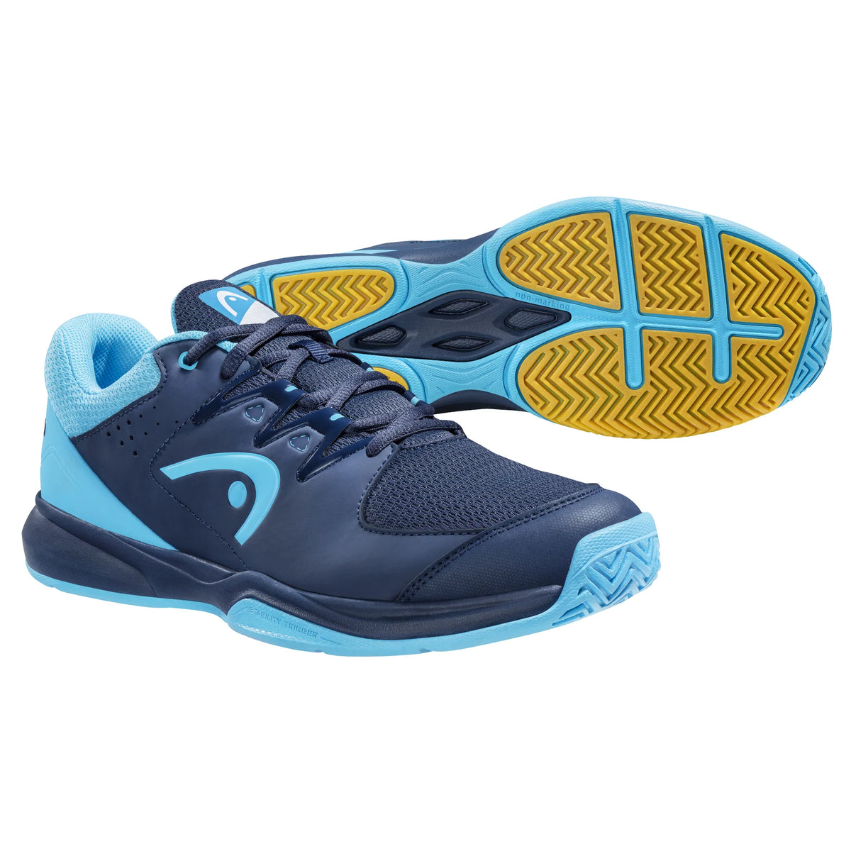 top and bottom view Head Grid 3.5 Indoor Shoe Dark Blue & Aqua