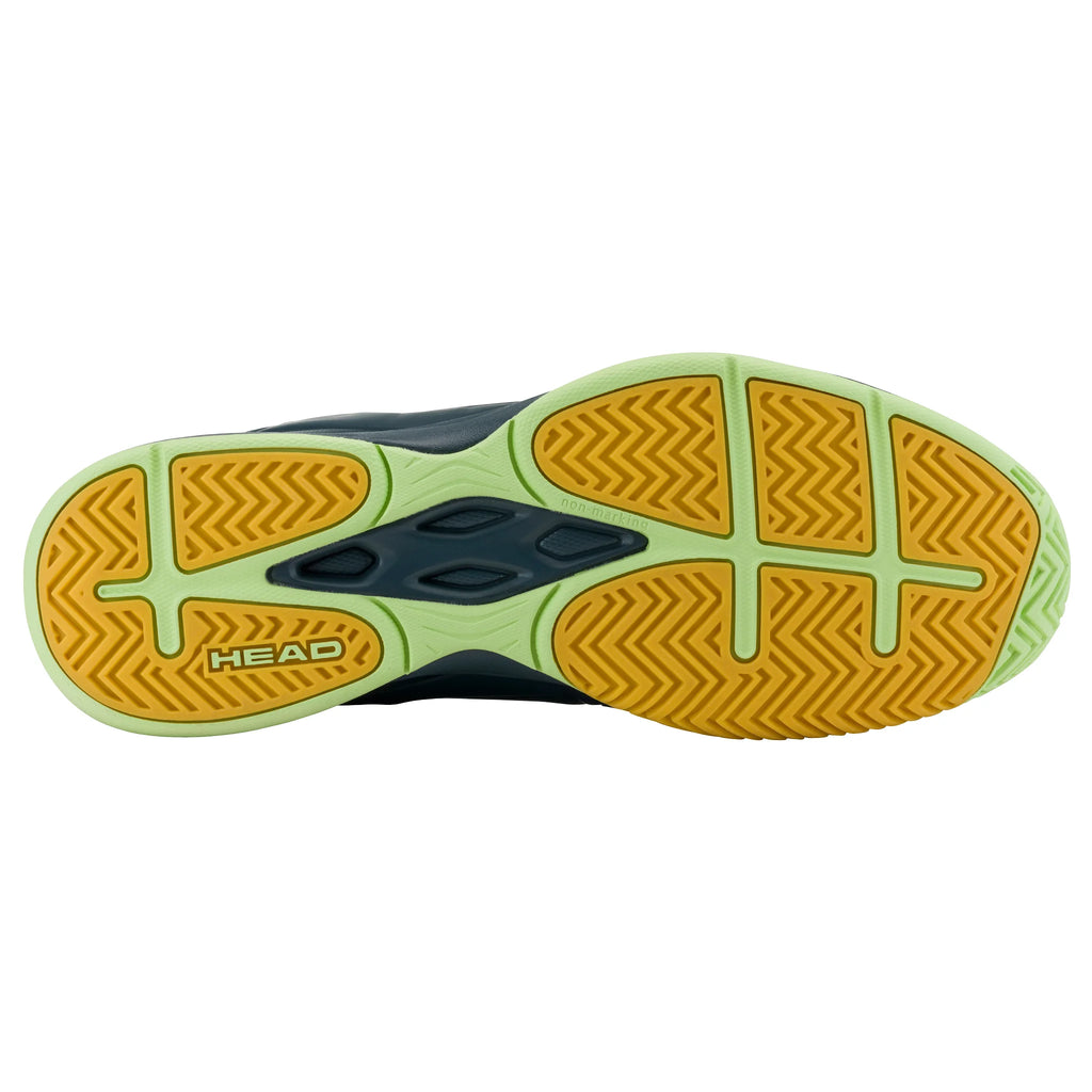 Bottom/sole view of Head Grid 3.5 Indoor Shoe, non-marking HyBrasion gum outsole, showing tread pattern for indoor grip.