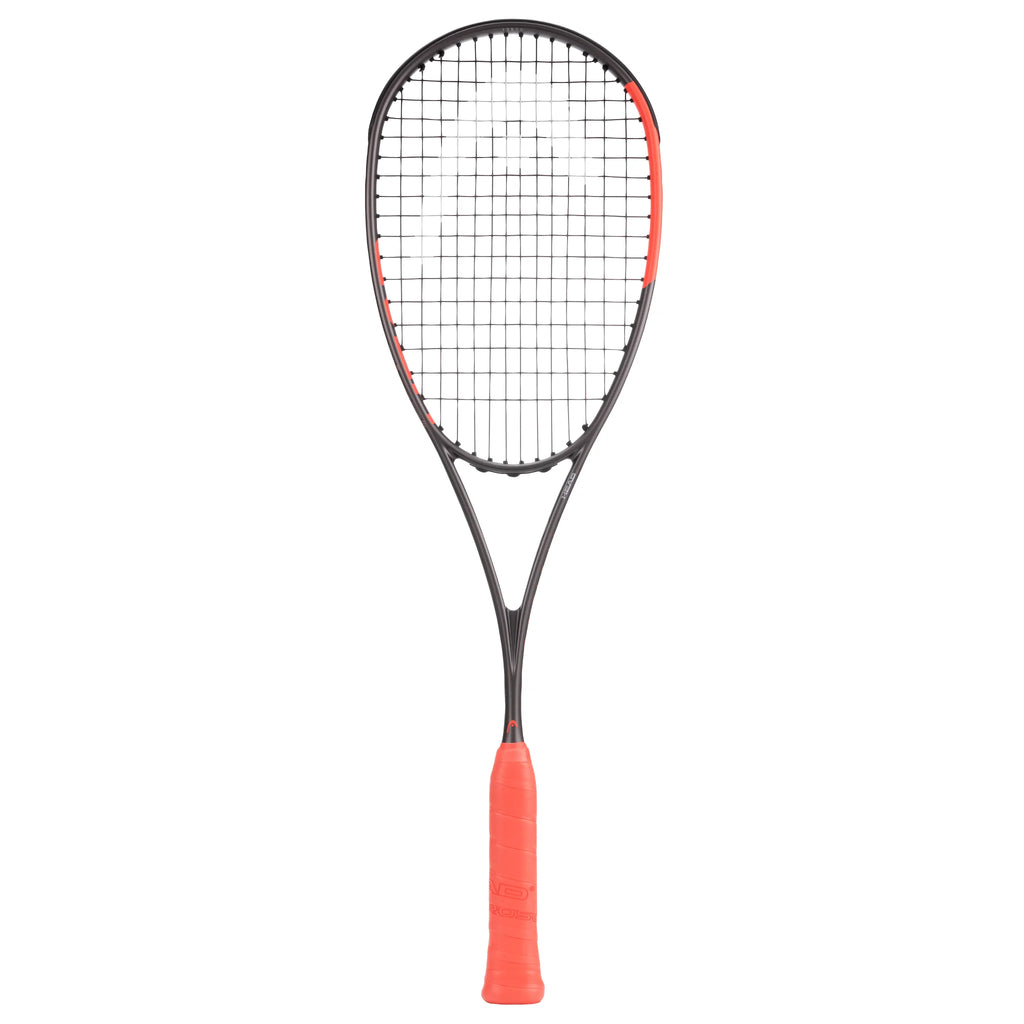 Front product image of Head Radical 135 Slimbody 2026 Squash Racket, highlighting its asymmetrical design and orange accents