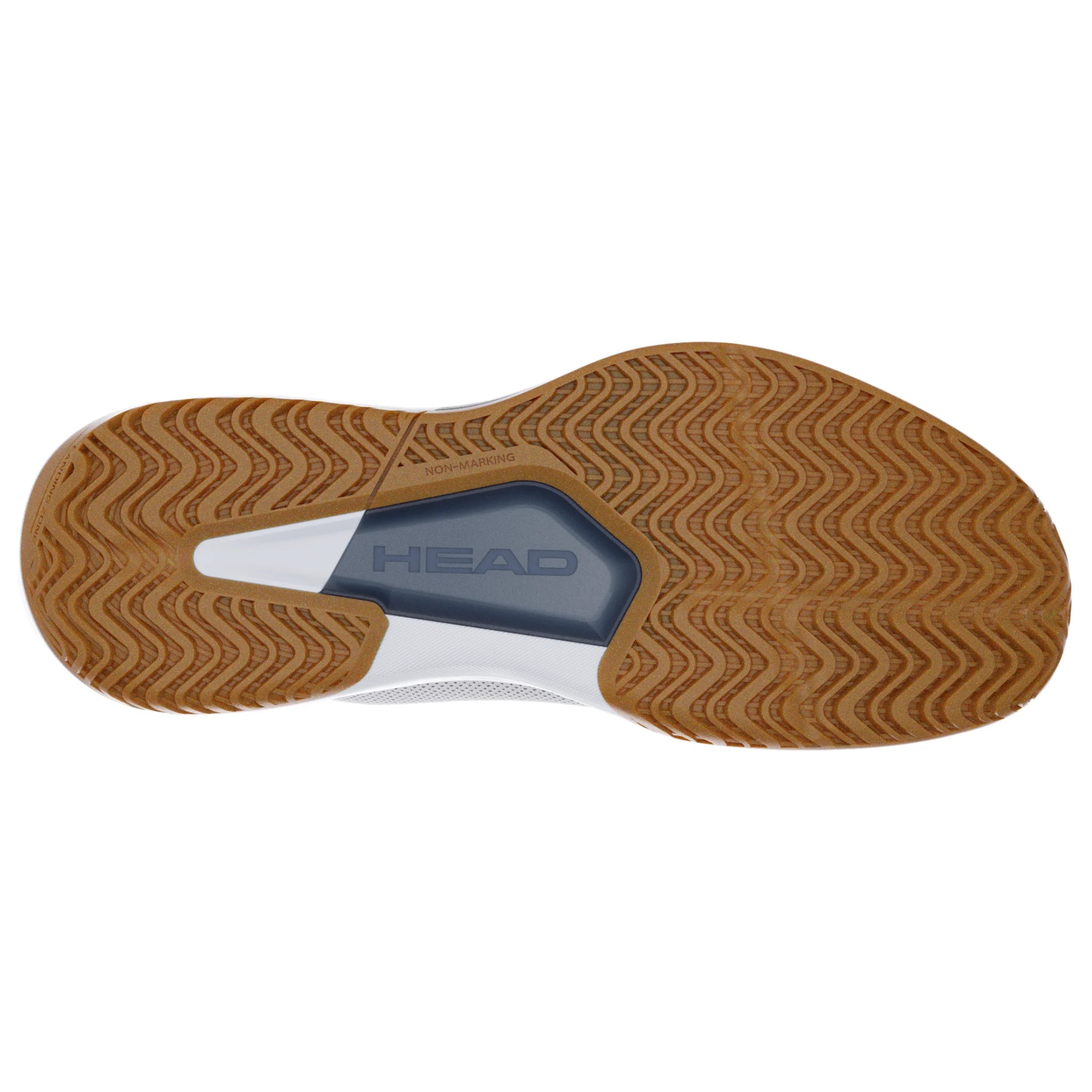 Sole view of Head Revolt Court 5.0 Indoor Shoe with Hybrasion gum rubber, highlighting the non-marking tread